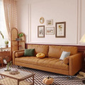 Scandinavian Simple Style Leather Log Sofa